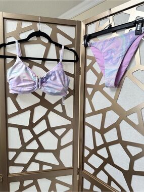 Pastel Swirl Lavender Bikini Set - Women’s Two-Piece Swimwear